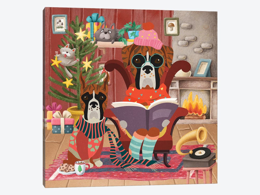 Boxer Dog Christmas Time by Nobility Dogs 1-piece Canvas Art Print