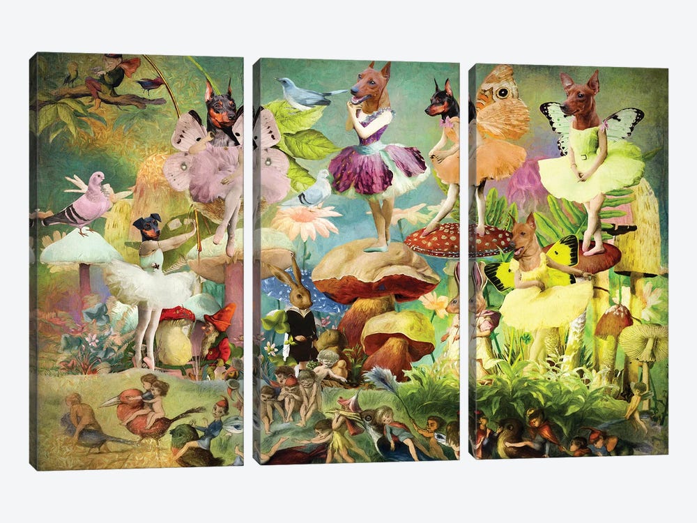 Miniature Pinscher Fairyland by Nobility Dogs 3-piece Canvas Art