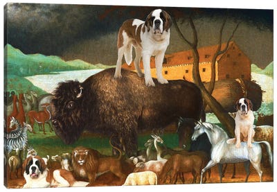 St Bernard Dog Noah's Ark Canvas Art Print