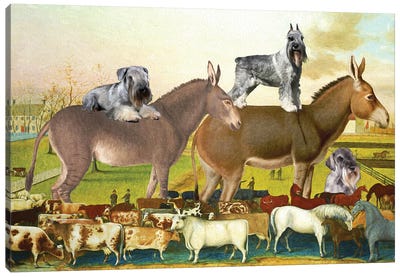 Schnauzer Edward Hicks The Cornell Farm Canvas Art Print - Donkey Art