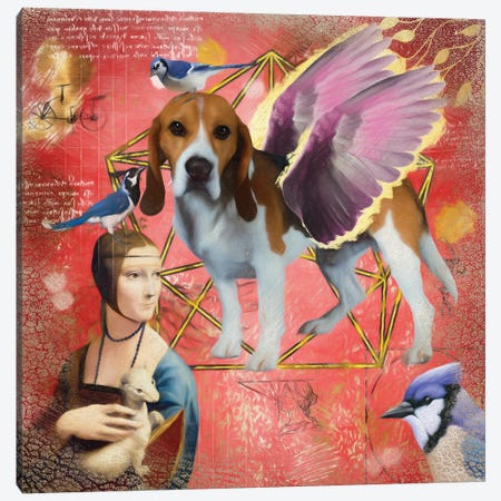 Beagle Angel Da Vinci Canvas Print #NDG187} by Nobility Dogs Canvas Art
