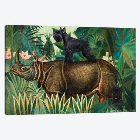 Schnauzer Henri Rousseau Jungle Canvas Print #NDG1880} by Nobility Dogs Canvas Art Print