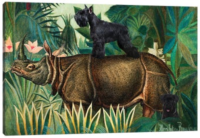 Schnauzer Henri Rousseau Jungle Canvas Art Print - Schnauzer Art