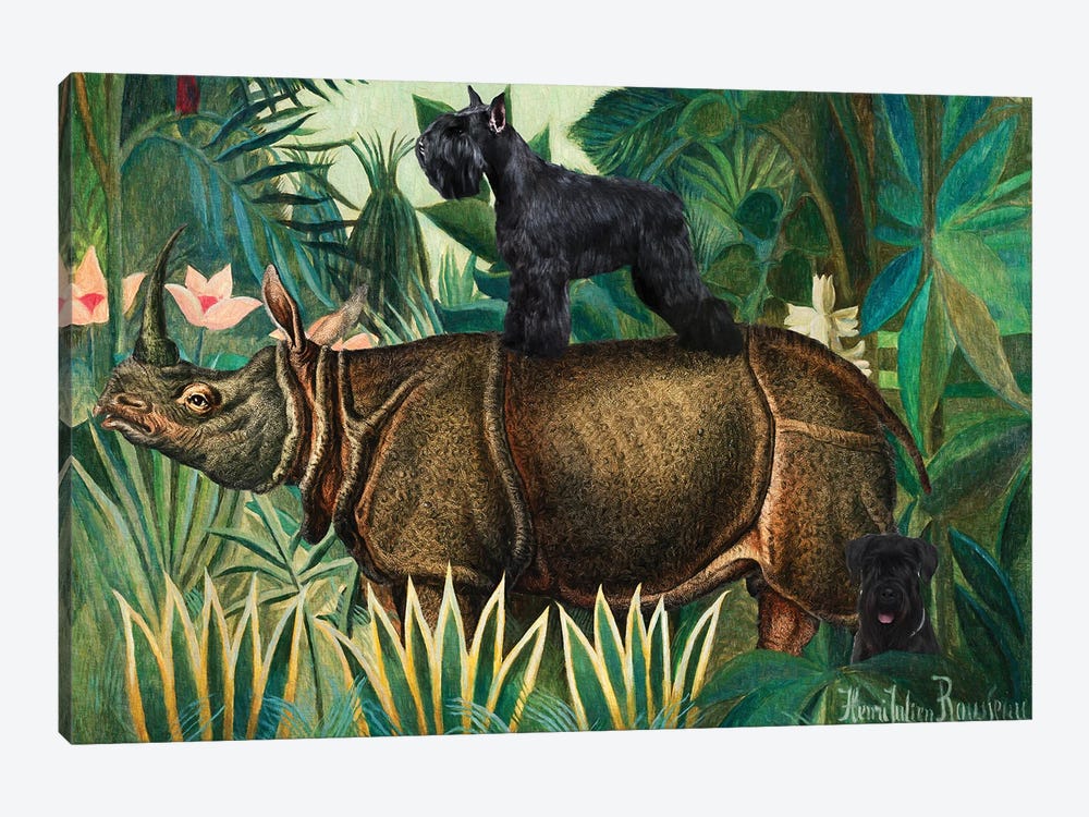 Schnauzer Henri Rousseau Jungle by Nobility Dogs 1-piece Canvas Wall Art