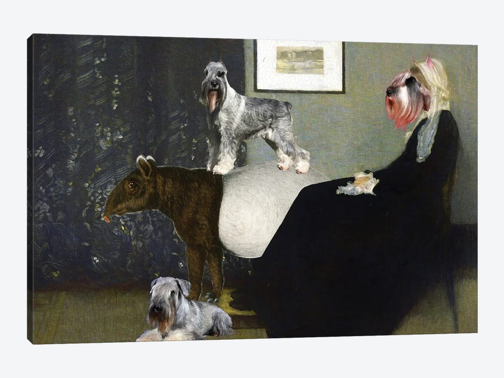 Schnauzer's Mother And Tapir by Nobility Dogs 1-piece Canvas Print