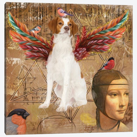 Brittany Spaniel Angel Da Vinci Canvas Print #NDG189} by Nobility Dogs Canvas Art Print