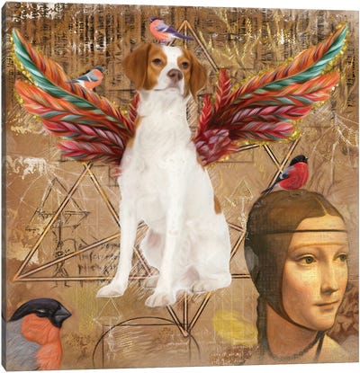 Brittany Spaniel Angel Da Vinci Canvas Art Print