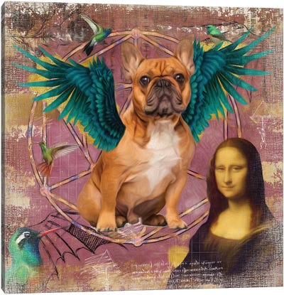 Fawn French Bulldog Frenchie Angel Canvas Art Print - French Bulldog Art