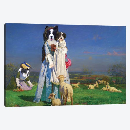 Border Collie The Pretty Baa Lambs Canvas Print #NDG1907} by Nobility Dogs Canvas Art Print