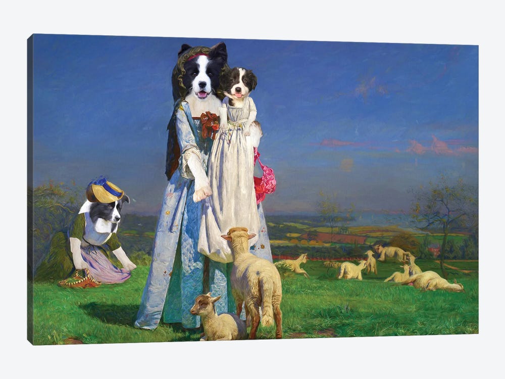 Border Collie The Pretty Baa Lambs by Nobility Dogs 1-piece Canvas Art