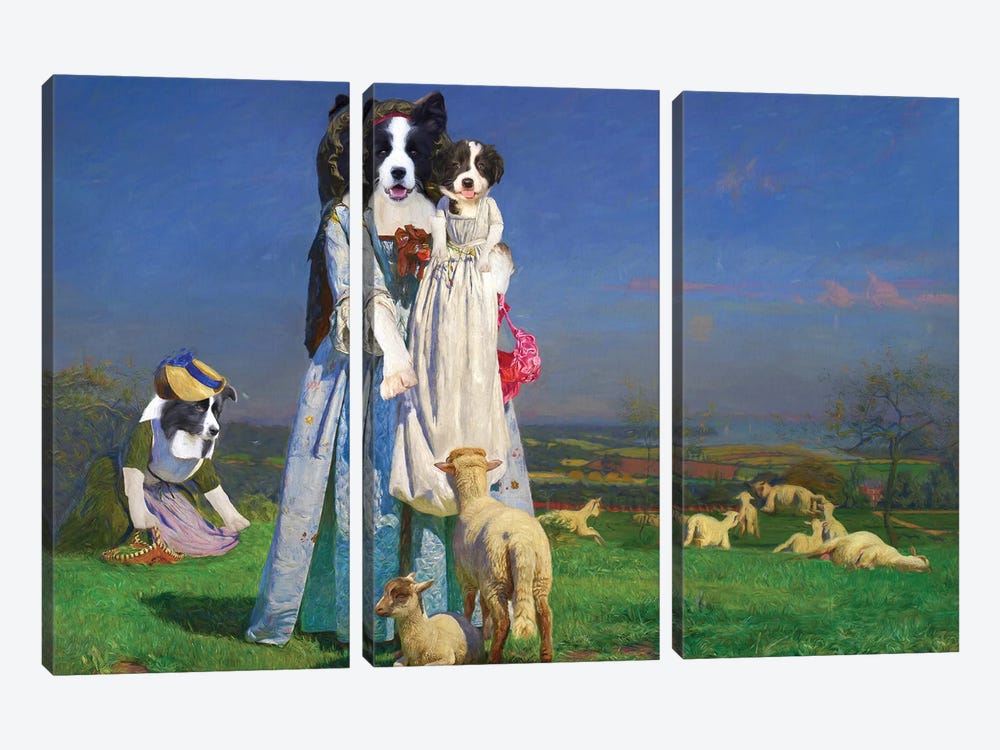Border Collie The Pretty Baa Lambs by Nobility Dogs 3-piece Canvas Artwork