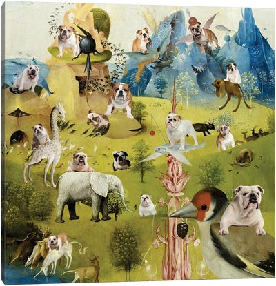 English Bulldog The Garden Of Earthly Canvas Art Print - Bulldog Art