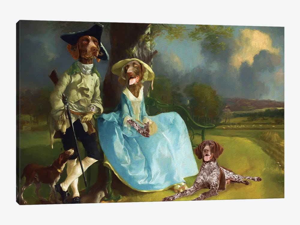 German Shorthaired Pointer Mr And Mrs Andrews by Nobility Dogs 1-piece Canvas Art