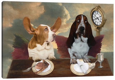 Basset Hound Cherub Lunch Time Canvas Art Print - Basset Hound Art