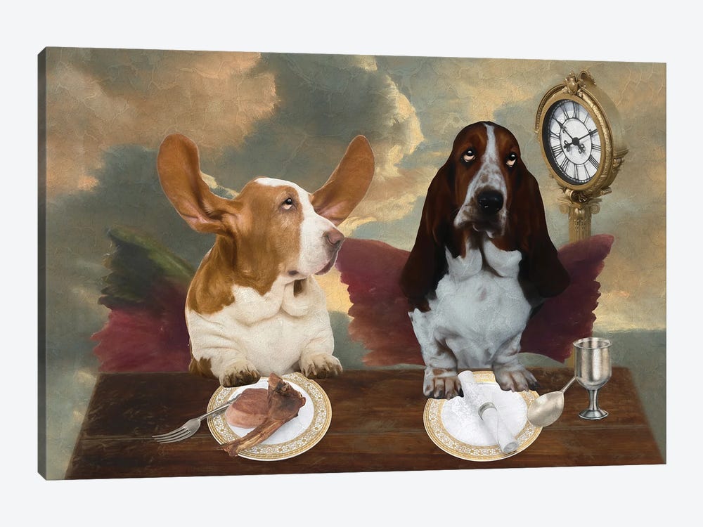 Basset Hound Cherub Lunch Time by Nobility Dogs 1-piece Canvas Art