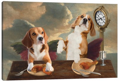Beagle Cherub Lunch Time Canvas Art Print - Beagle Art