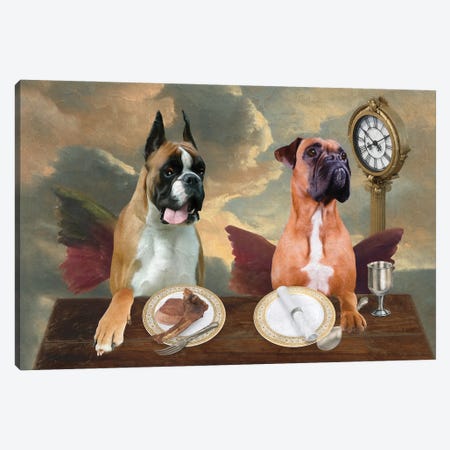 Boxer Dog Cherub Lunch Time Canvas Print #NDG1914} by Nobility Dogs Canvas Artwork
