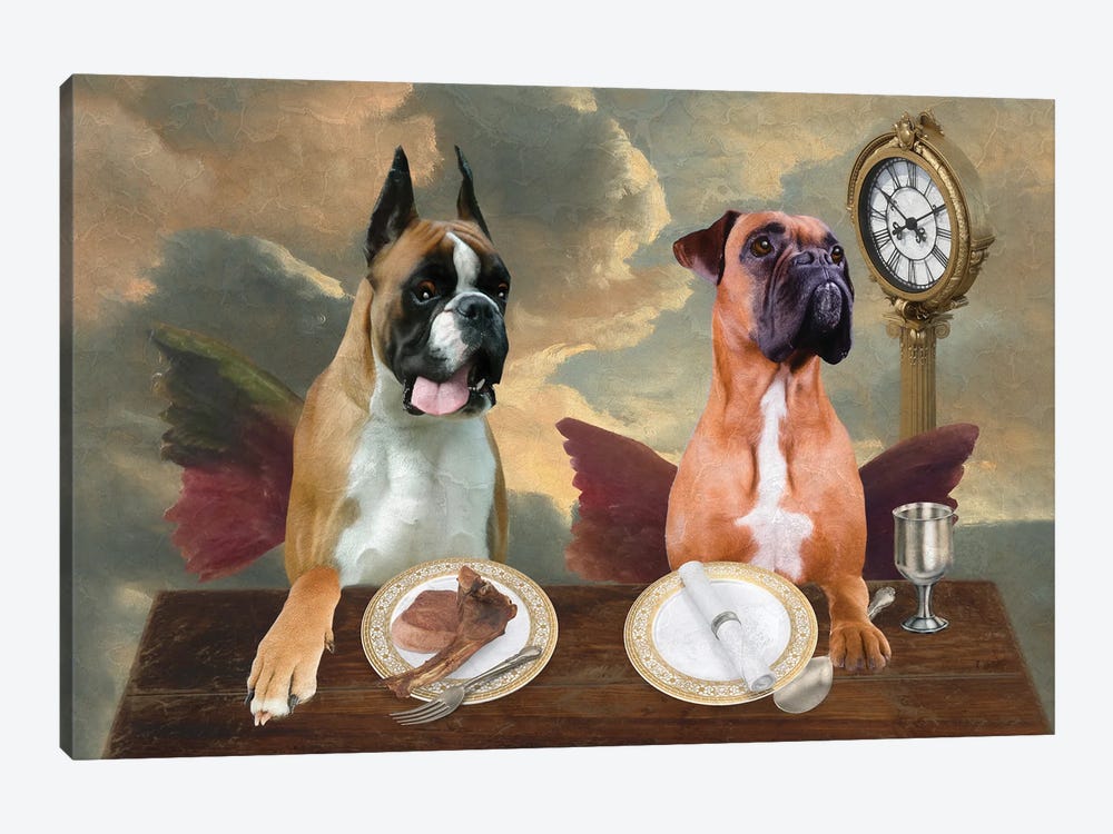 Boxer Dog Cherub Lunch Time by Nobility Dogs 1-piece Canvas Art