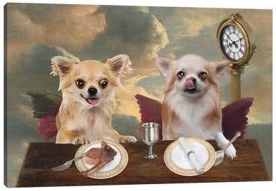 Chihuahua Cherub Lunch Time Canvas Art Print - Nobility Dogs