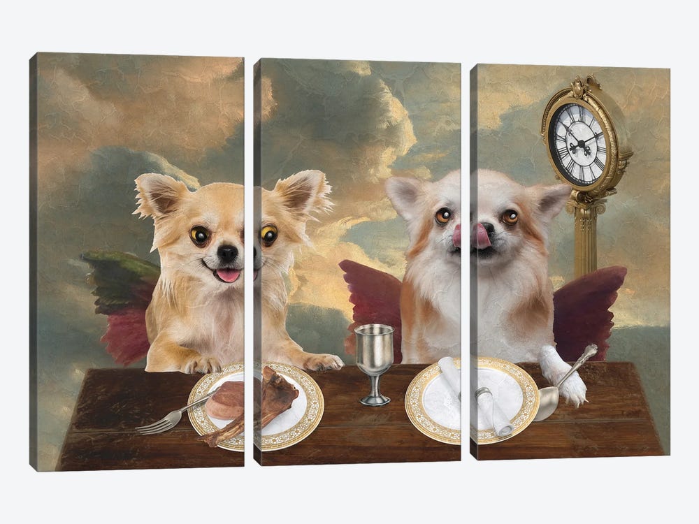 Chihuahua Cherub Lunch Time by Nobility Dogs 3-piece Canvas Art Print