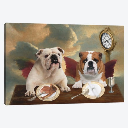 English Bulldog Cherub Lunch Time Canvas Print #NDG1916} by Nobility Dogs Canvas Wall Art