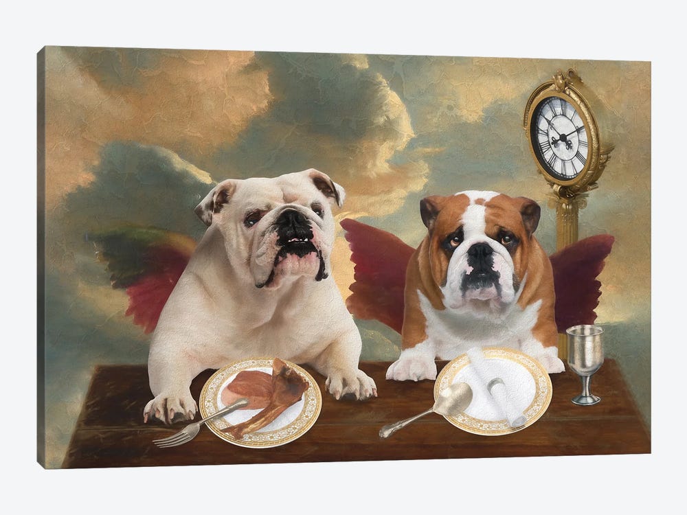 English Bulldog Cherub Lunch Time by Nobility Dogs 1-piece Canvas Wall Art