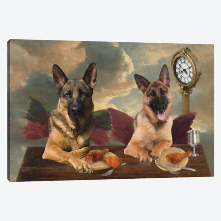 German Shepherd Cherub Lunch Time Canvas Print #NDG1918} by Nobility Dogs Canvas Art Print