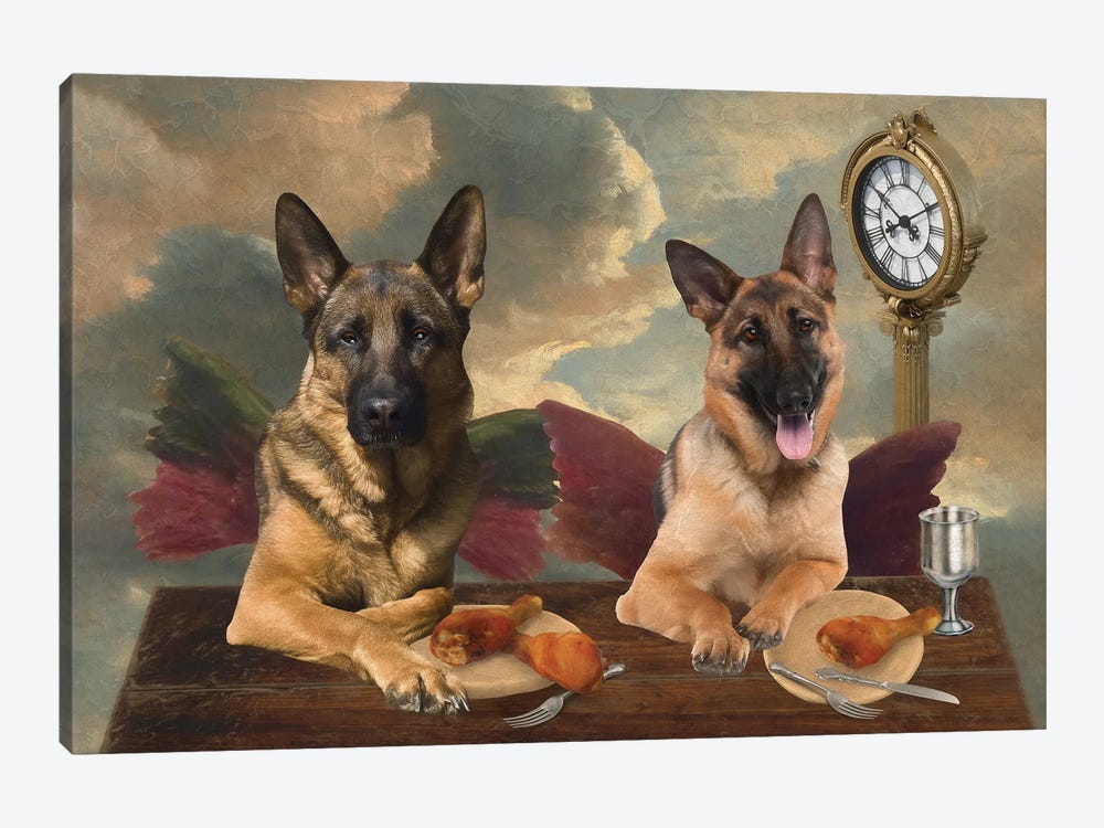 German Shepherd Cherub Lunch Time by Nobility Dogs 1-piece Canvas Wall Art