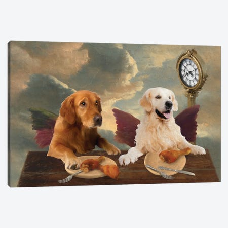 Golden Retriever Cherub Lunch Time Canvas Print #NDG1919} by Nobility Dogs Canvas Print