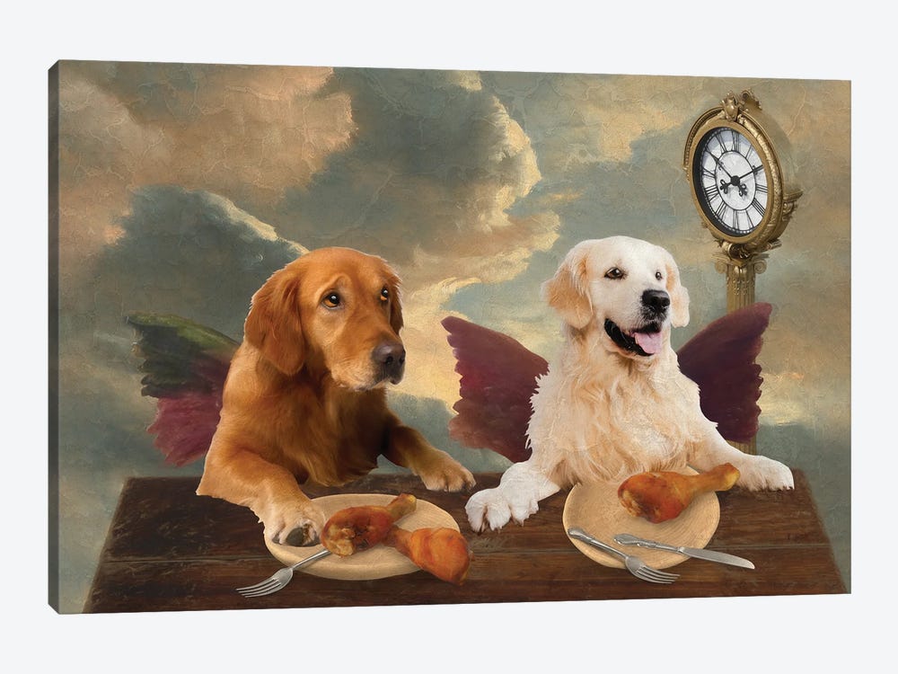 Golden Retriever Cherub Lunch Time by Nobility Dogs 1-piece Canvas Print