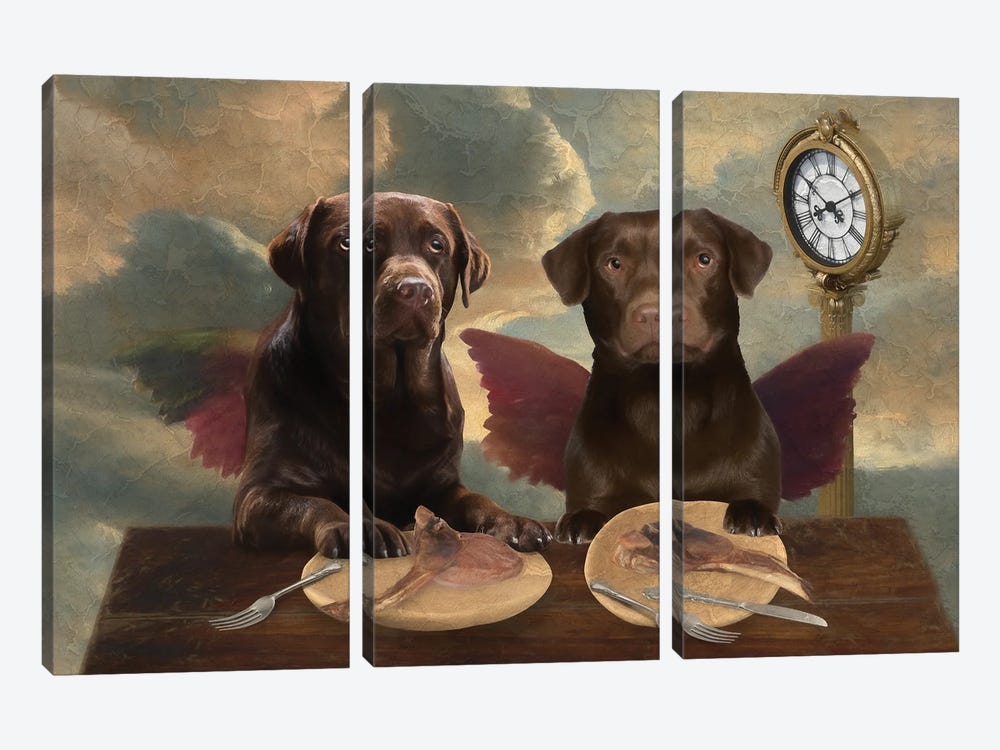 Labrador Retriever Cherub Lunch Time by Nobility Dogs 3-piece Canvas Art Print