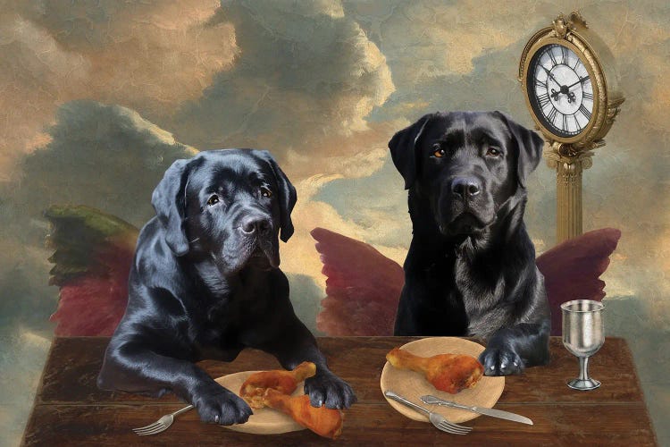 Black Labrador Retriever Cherub Lunch Time