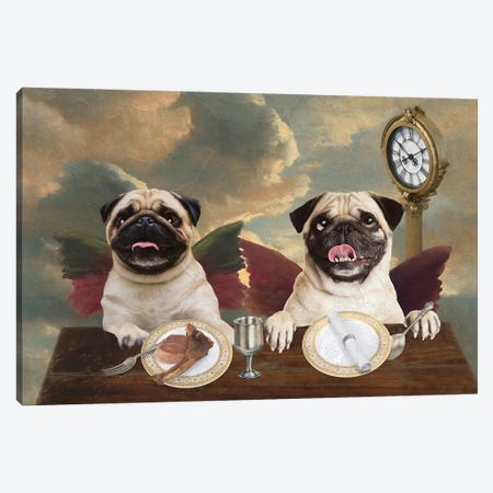 Pug Cherub Lunch Time Canvas Print #NDG1923} by Nobility Dogs Canvas Art