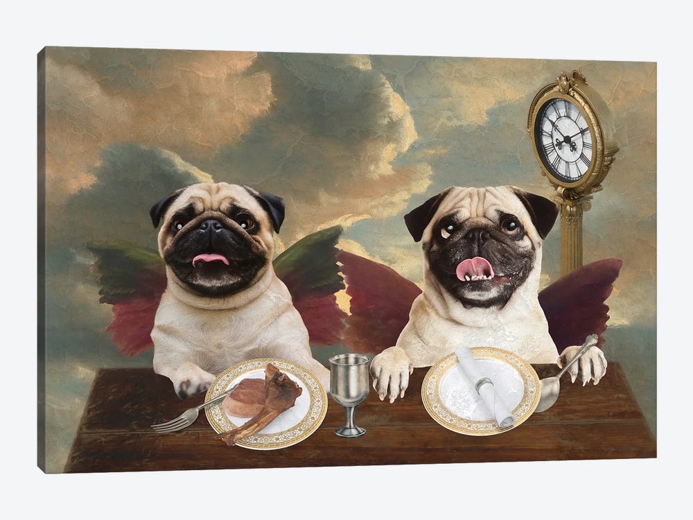Pug Cherub Lunch Time by Nobility Dogs 1-piece Canvas Art