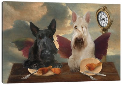 Scottish Terrier Cherub Lunch Time Canvas Art Print - Scottish Terriers