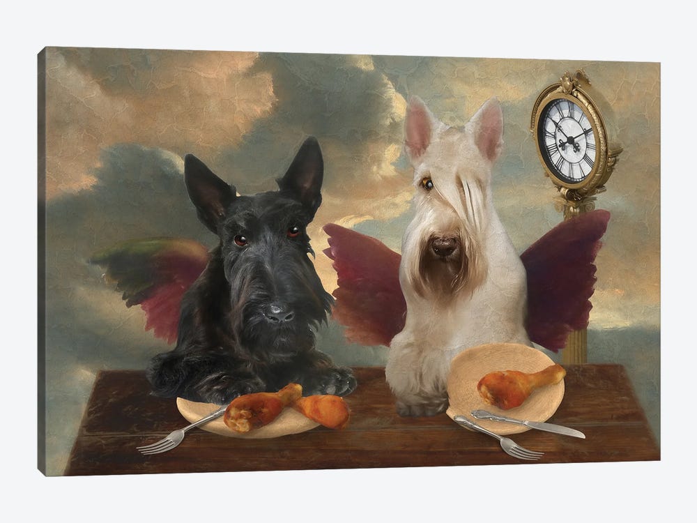 Scottish Terrier Cherub Lunch Time by Nobility Dogs 1-piece Canvas Art Print