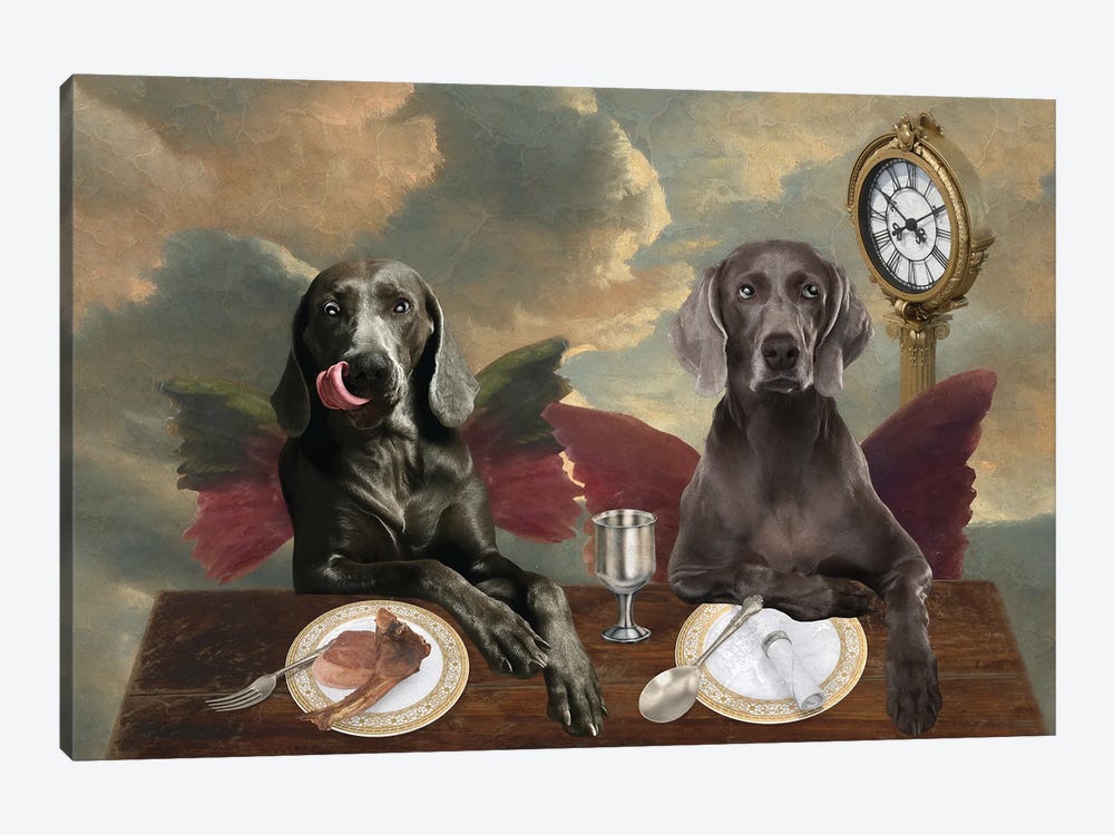 Weimaraner Cherub Lunch Time by Nobility Dogs 1-piece Canvas Print