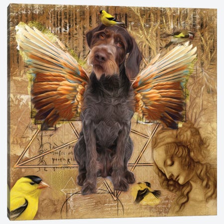 German Wirehaired Pointer Angel Da Vinci Canvas Print #NDG192} by Nobility Dogs Canvas Art