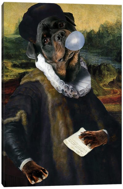 Rottweiler Bubble Gum II Canvas Art Print - Bubble Gum