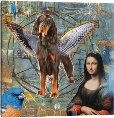 Gordon Setter Angel Da Vinci Canvas Art Print - Mona Lisa Reimagined