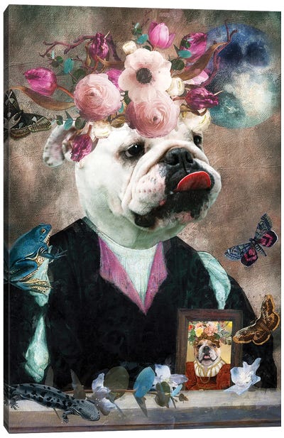 English Bulldog Sun And Moon I Canvas Art Print - Nobility Dogs