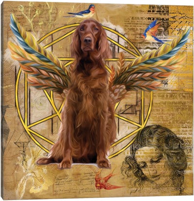 Irish Setter Angel Da Vinci Canvas Art Print - Nobility Dogs