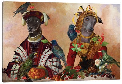 Italian Greyhound Cherries Thief Canvas Art Print - Nobility Dogs