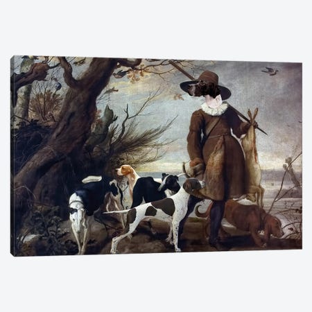 English Pointer Hunter With Dogs In A Landscape Canvas Print #NDG1973} by Nobility Dogs Canvas Art Print