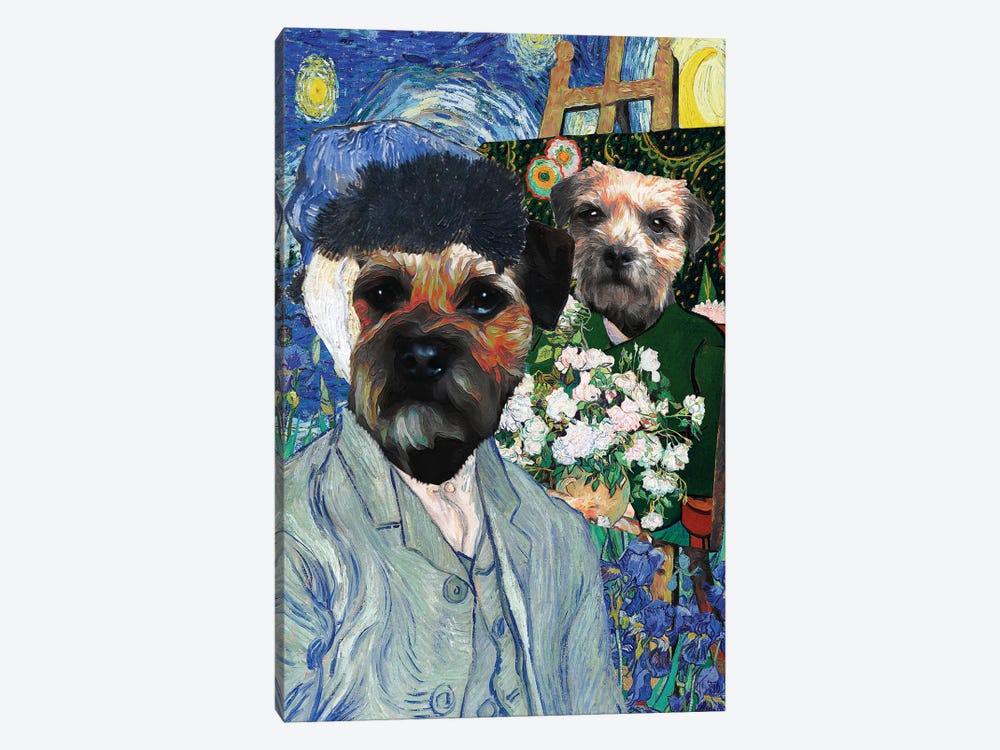 Border Terrier Allegory Of Art Van Gogh And Model I by Nobility Dogs 1-piece Canvas Wall Art
