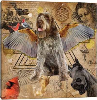 Wirehaired Pointing Griffon Angel Da Vinci Canvas Art Print - Nobility Dogs