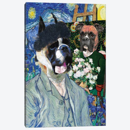 Boxer Dog Allegory Of Art Van Gogh And Model I Canvas Print #NDG1980} by Nobility Dogs Canvas Art