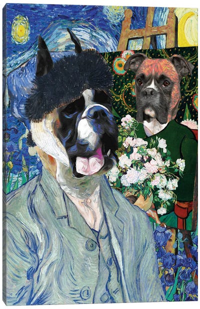 Boxer Dog Allegory Of Art Van Gogh And Model I Canvas Art Print - Boxer Art