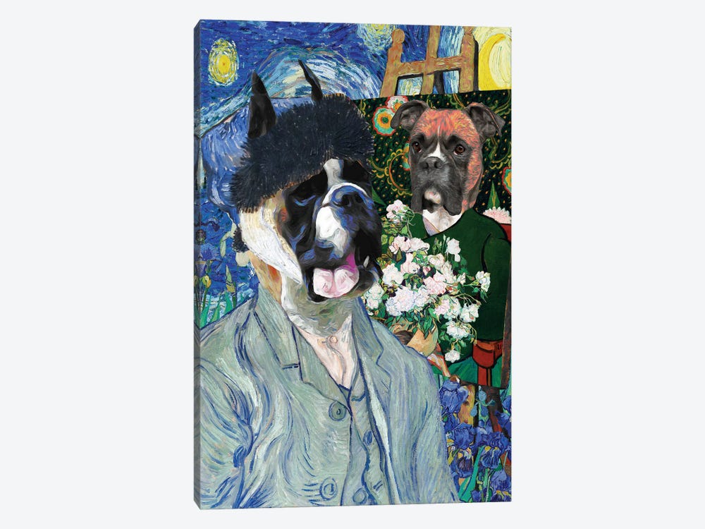Boxer Dog Allegory Of Art Van Gogh And Model I by Nobility Dogs 1-piece Art Print