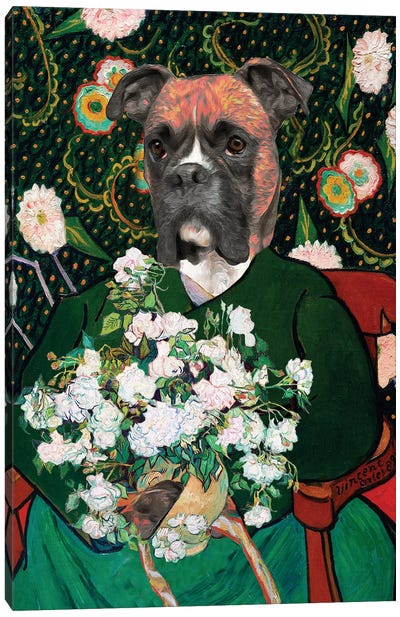 Boxer Dog Allegory Of Art Van Gogh And Model II Canvas Art Print - Boxer Art